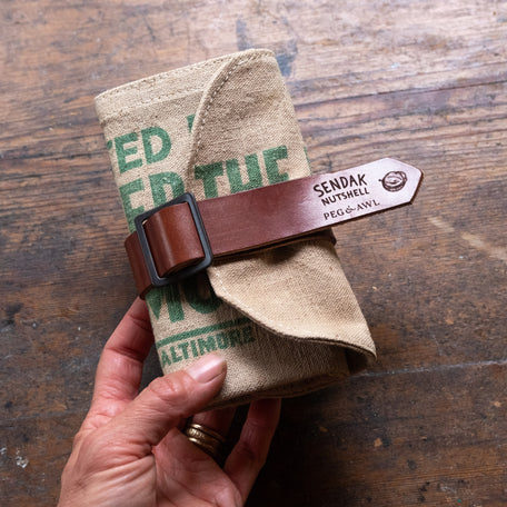 Sendak Nutshell with 1940s Bushel Cloth Seed Sack: Belt Seed Co.