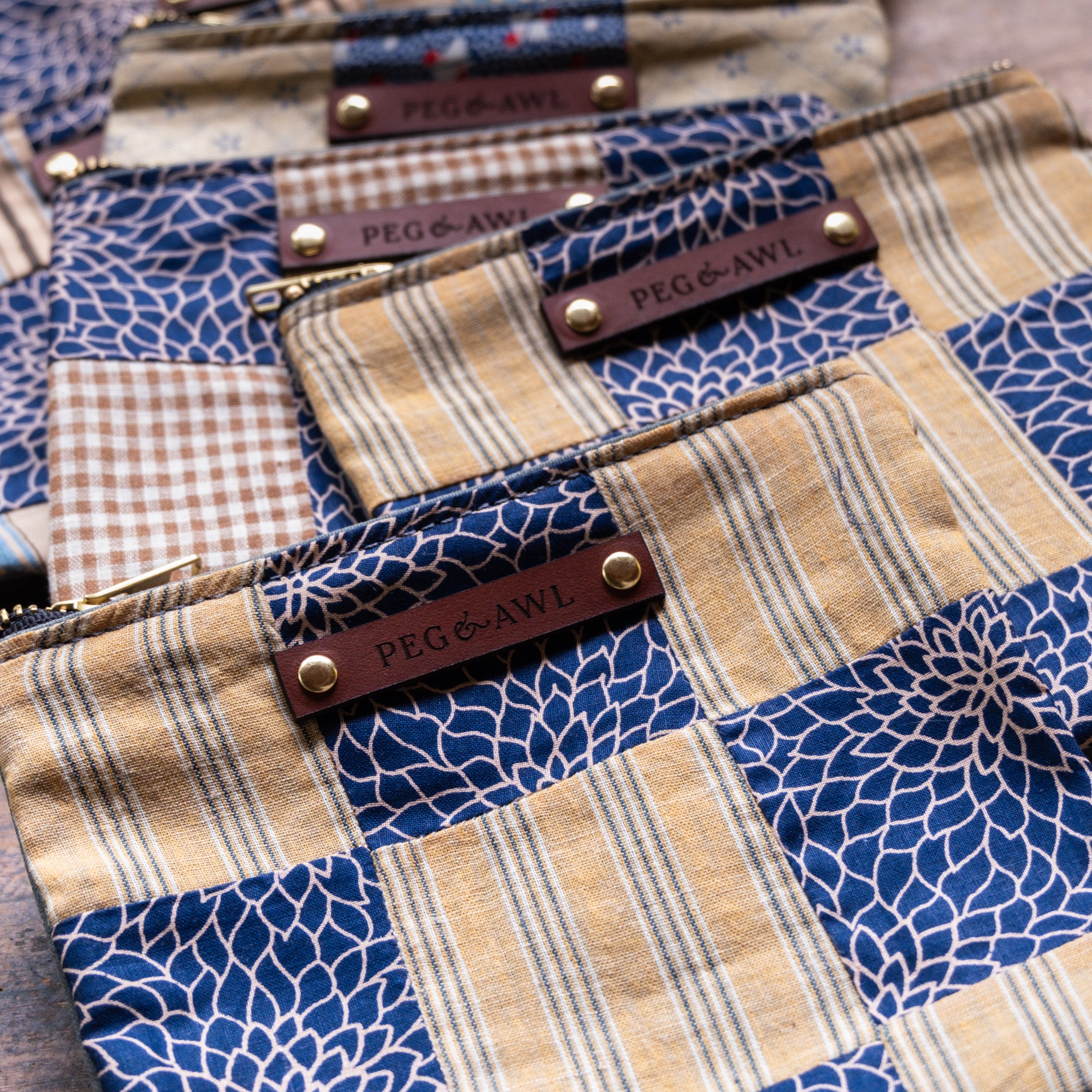 Pouch with Early 1800s Orphan Squares: Ruby