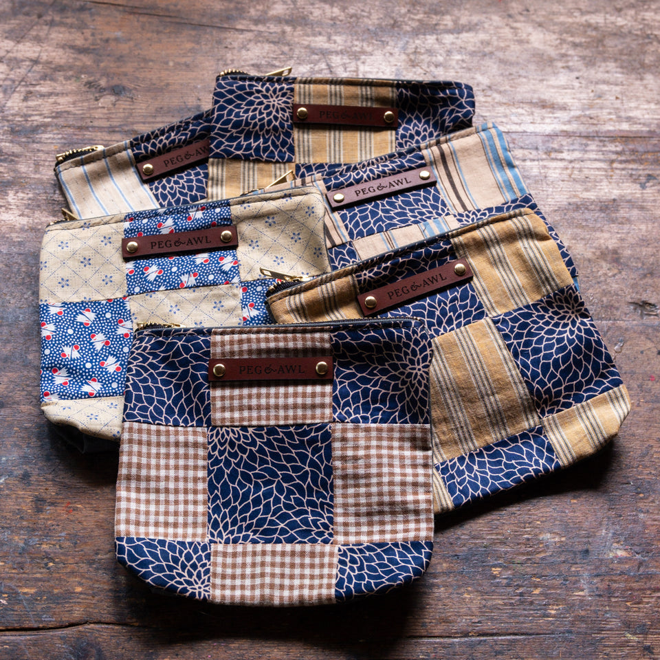 Pouch with Early 1800s Orphan Squares: Ruby