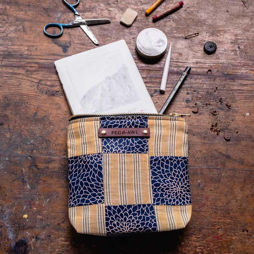 Pouch with Early 1800s Orphan Squares: Ruby