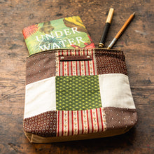 Large Pouch with Antique Orphan Squares and Pop of Green: Tally