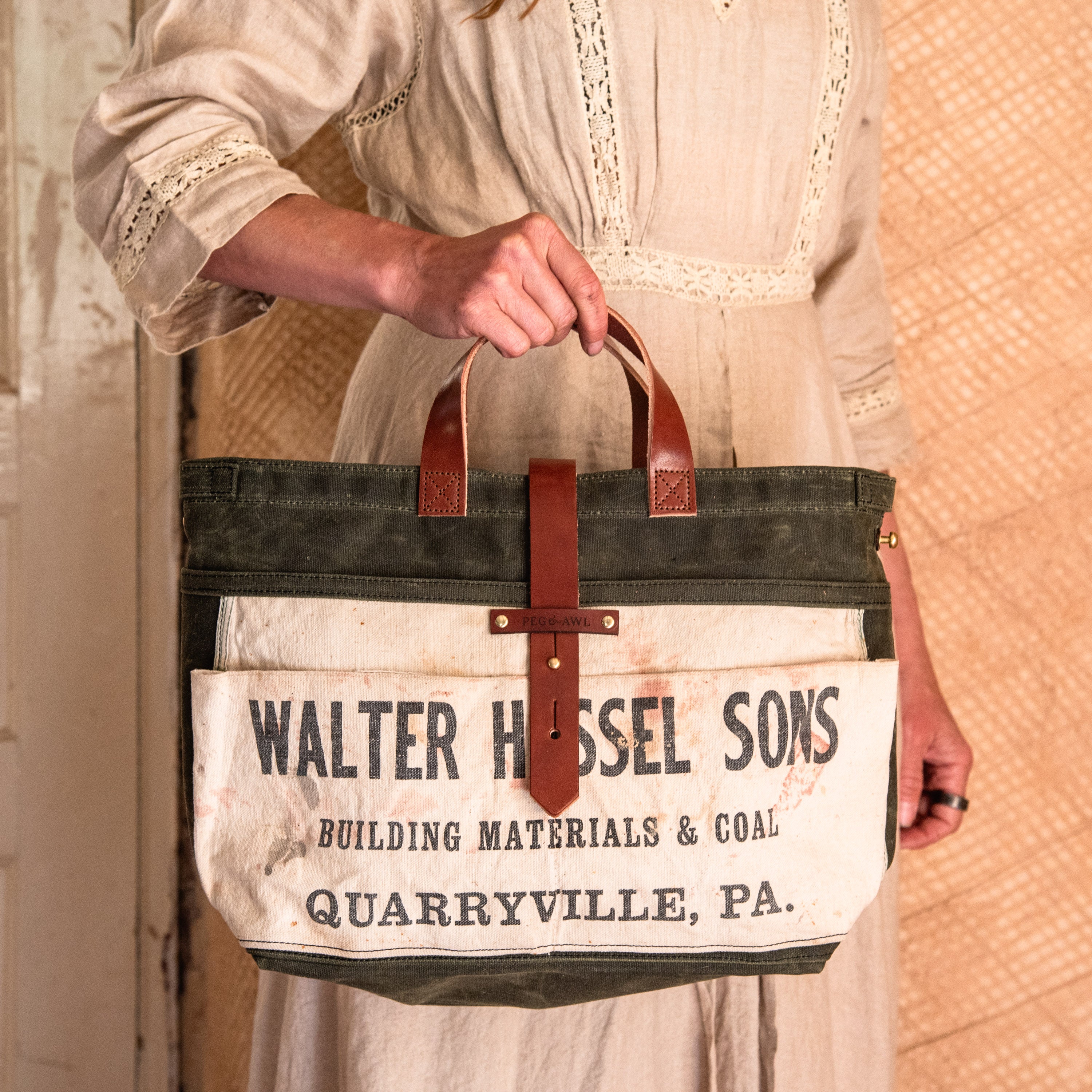 Waxed Canvas Tote with Mid-Century Apron: Walter & Sons