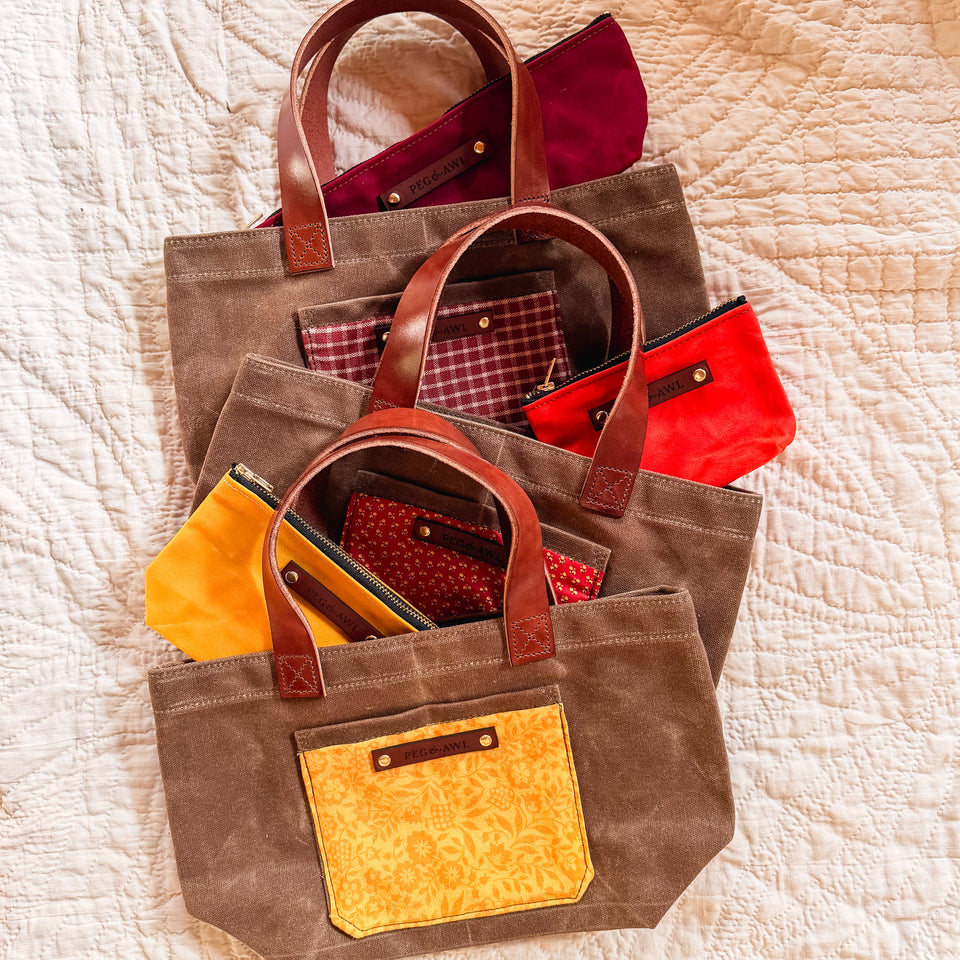 Pipit Tote with Early 1900s Textile: Winifred