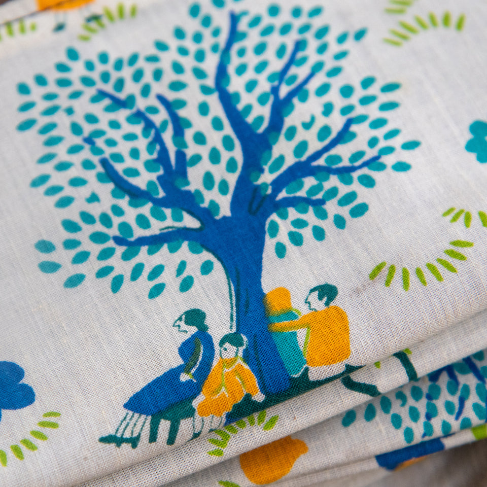 Scholar Pouch with Mid-Century Cotton Print: Eddie