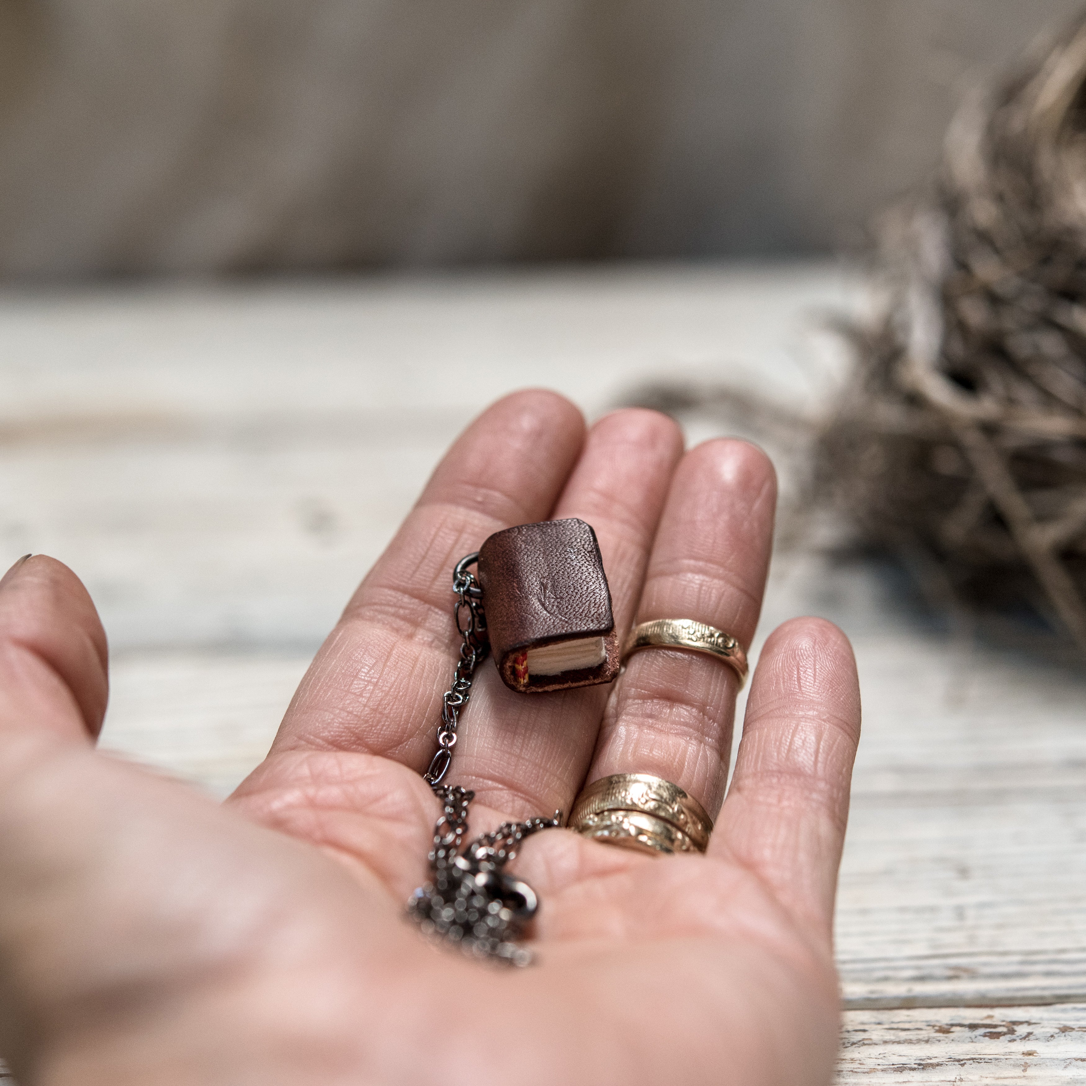 The Harper Book Necklace (brown)