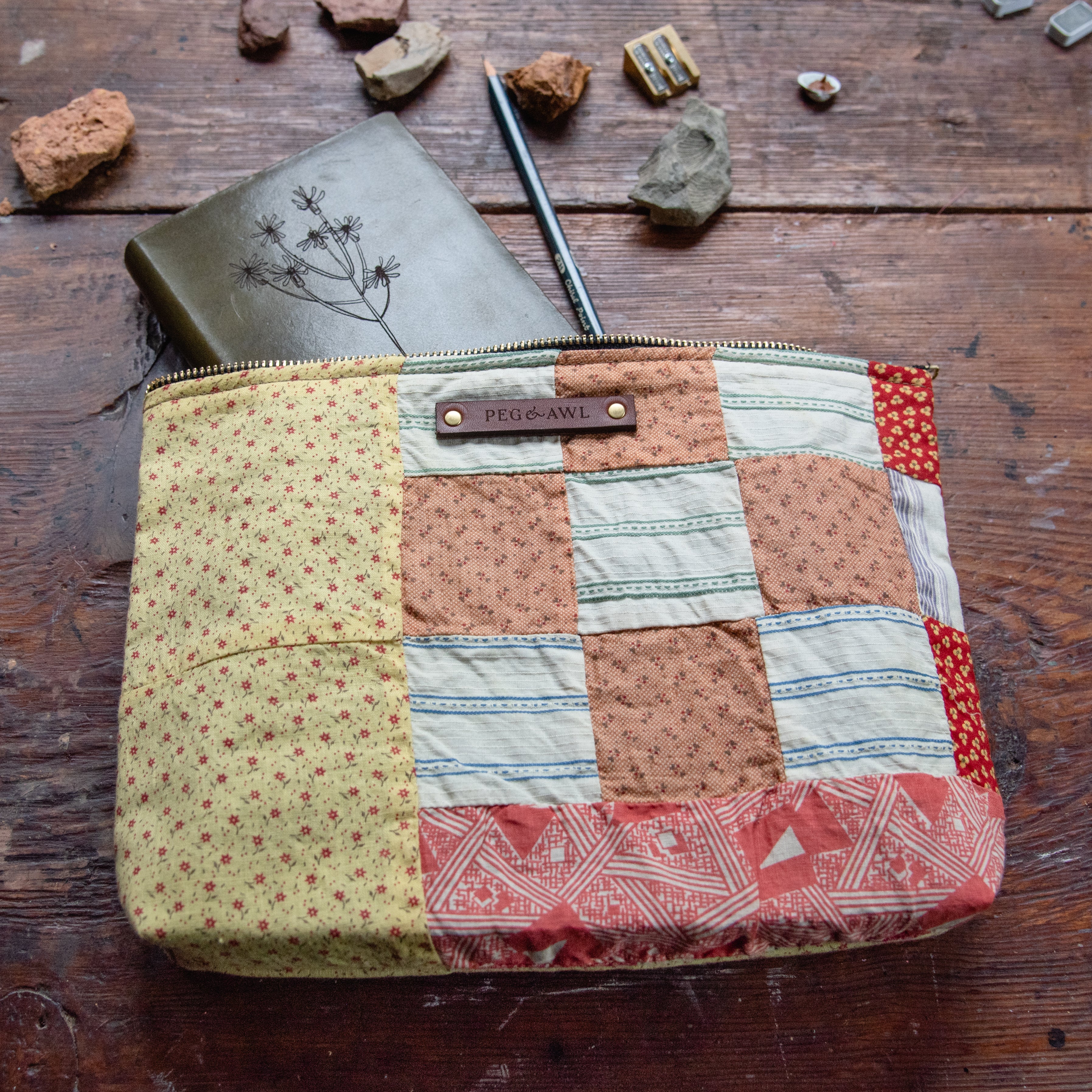 Maker Pouch with Late 1800s Quilt: Amelia No. 2